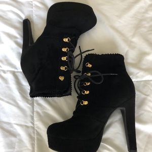 Lace Up Black, Platform Boots.